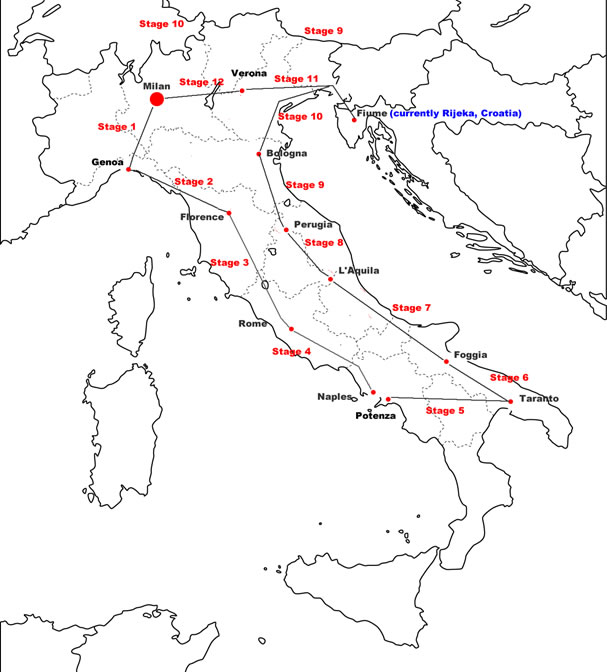 Giro d'Italia 1924 Map